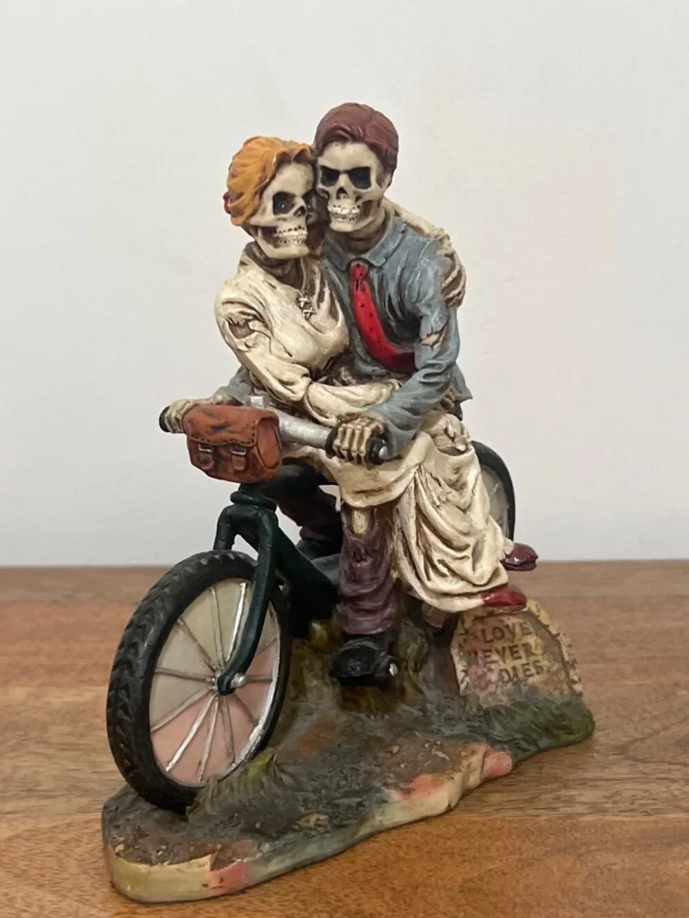 Love Never Dies Skeleton Couple On Bicycle Figurine By Pacific Giftware